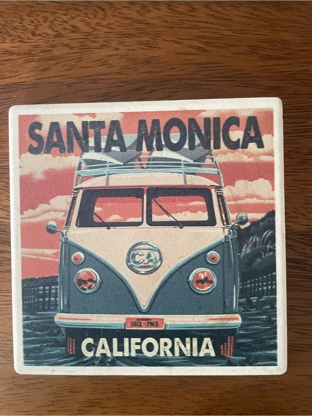 Set of 3 Ceramic Tile Coastal Themed Drink Coasters